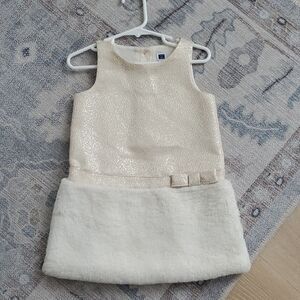 Janie and Jack Toddler Girls Metallic Faux Fur Dress Sz2T
